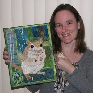 quilted gerbil portrait and gerbil bag