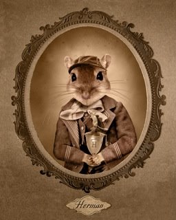 Herman the gerbil's Victorian portrait by Cindy Jerrell