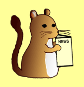 cartoon gerbil with newspaper